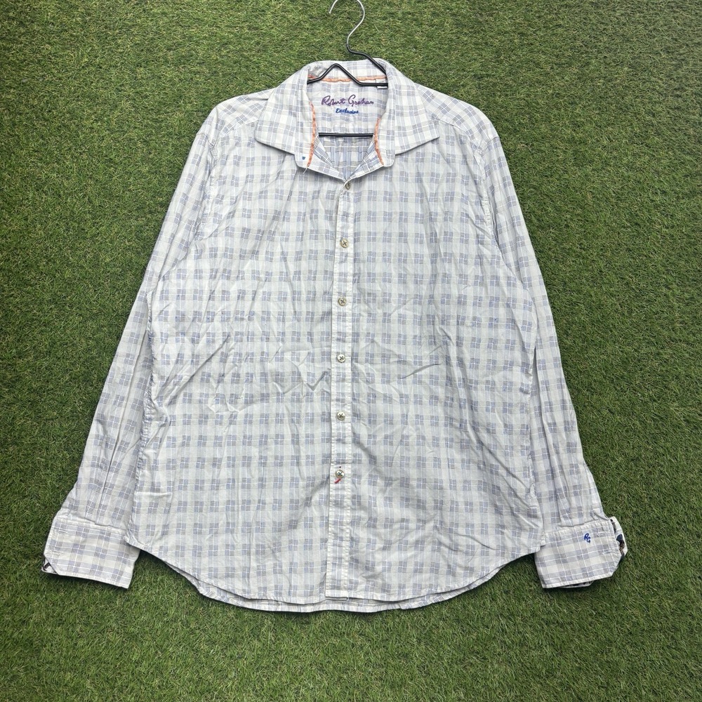Robert Graham Exclusive Dress Shirt Mens 2XL Button Up Contrast Cuff Long Sleeve